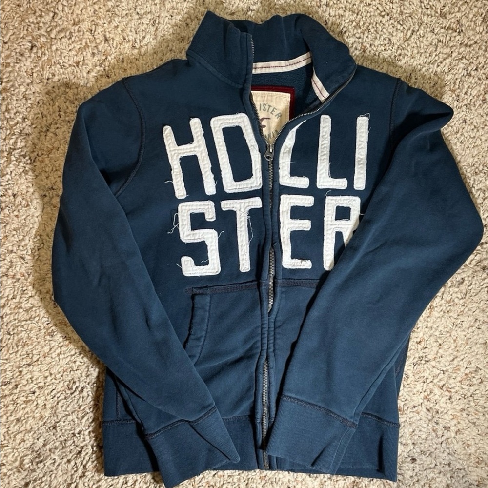 Hollister Navy Blue Zippered Jacket Vintage Y2K Men’s Size Large